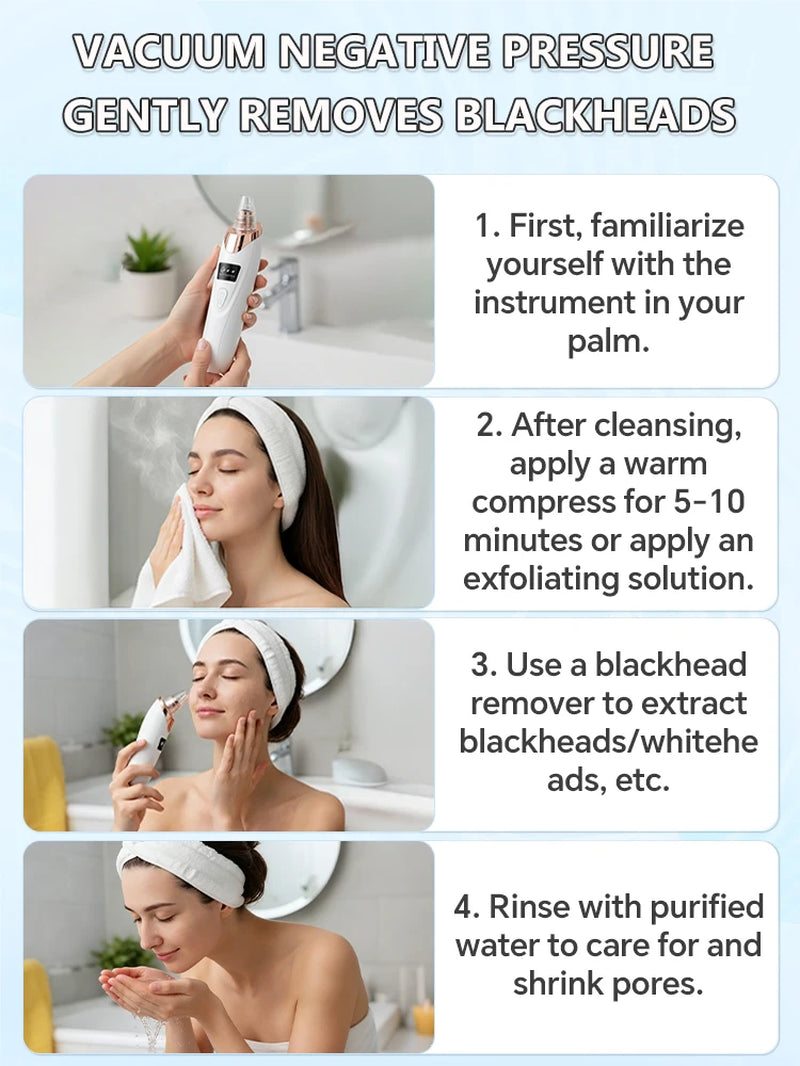 Blackhead Remover Pimples and Blackheads Vacuum Pores Removal Facial Skin Cleansing Device for Deep Cleaning Home