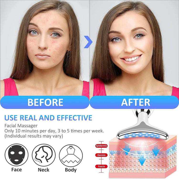 Neck Face Beauty Device Lifting Photon Therapy Vibration Facial Massager Double anti Wrinkles Device Tightening Neck Skin Care