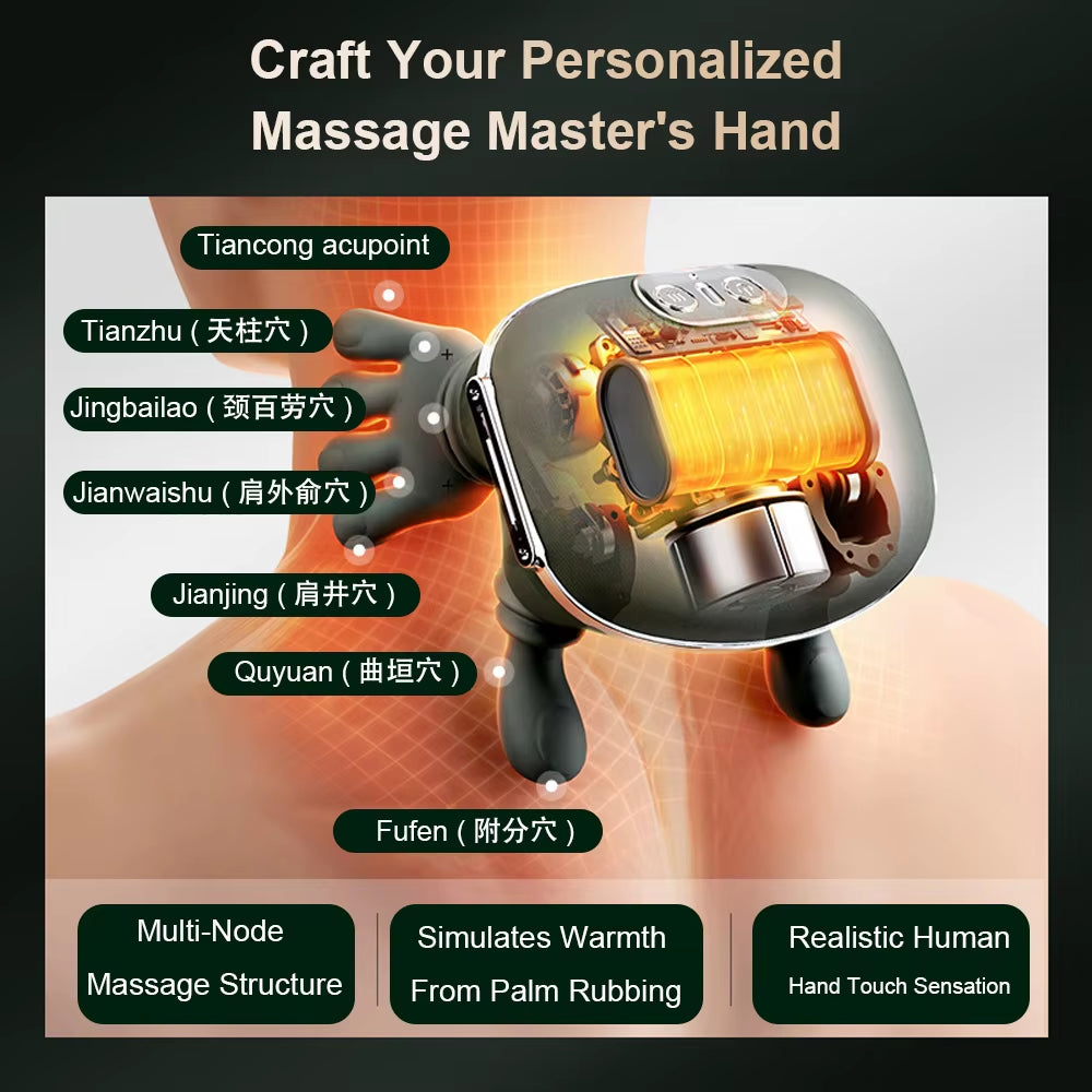 Finger Pressure Neck Massager Heated Back and Shoulder Massager Electric Kneading Neck Deep Massage Muscle Relax