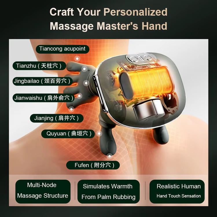 Finger Pressure Neck Massager Heated Back and Shoulder Massager Electric Kneading Neck Deep Massage Muscle Relax