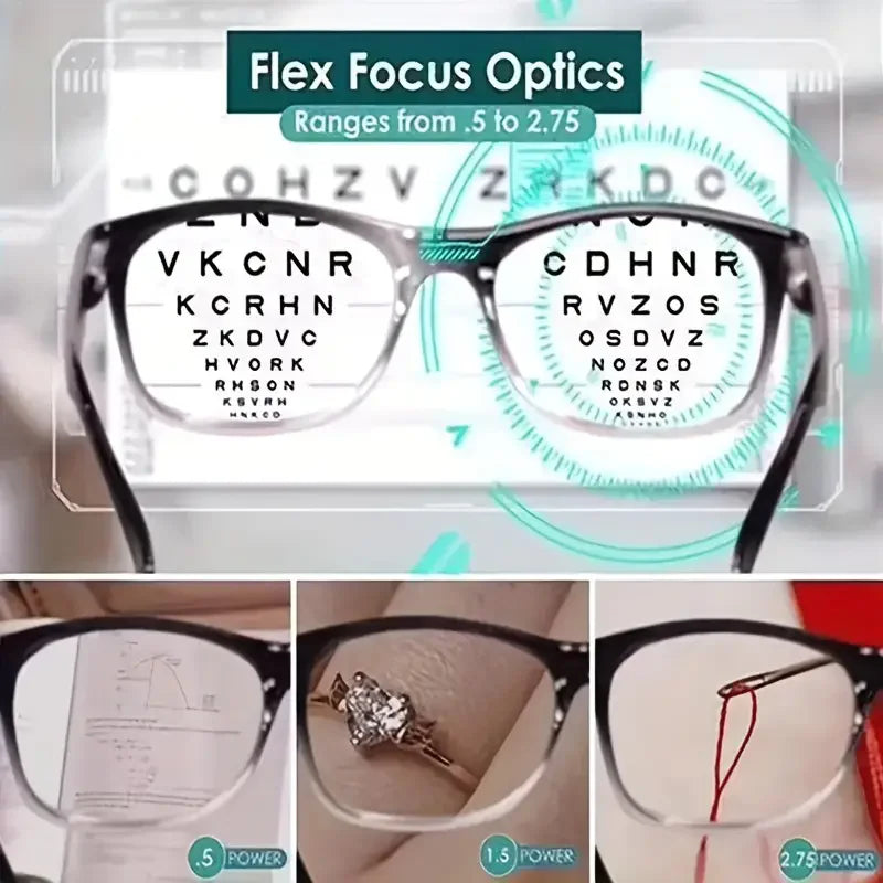 Newest Multifocal Reading Glasses Women Men Auto Adjusting Bifocal Glasses for Readers
