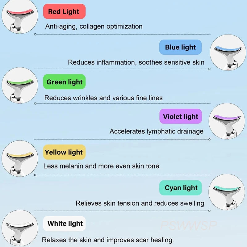 Neck Face Beauty Device Lifting Photon Therapy Vibration Facial Massager Double anti Wrinkles Device Tightening Neck Skin Care